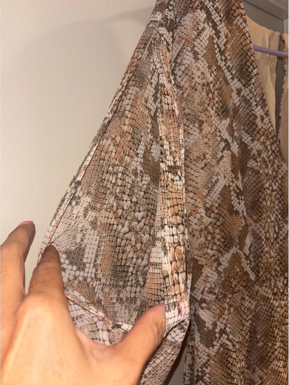 Guess Snake Print Long Sleeve Maxi Dress Side Slit Small NWOT - Picture 5 of 10